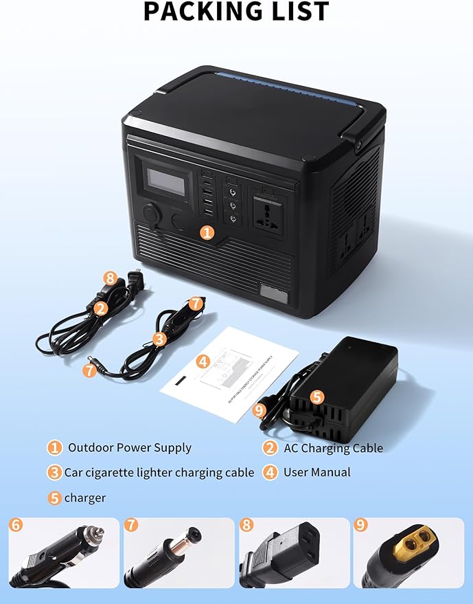 Portable Power Station 600W, 600Wh LiFePO4 Battery, Outdoor Solar Generator for Camping, Traveling, and Emergency