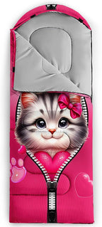 AILONEN Kawaii Panda Sleeping Bags,Lightweight & Waterproof,3 Season Warm & Cool Weather,Dreamy Purple Flower Animal Themed Sleeping Bags for Boys,Girls,Kids,Adults Travelling,Outdoors