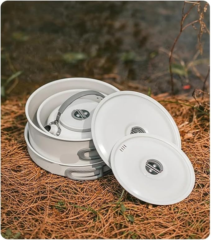 Ceramic Non-Stick Set of Pots Camping Cookware Kit Outdoor Frying Pan Kettle Picnic Tableware Kitchen Utensils
