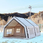 4 Season Inflatable Camping Tent with Separate Living and Sleeping Area,3000mm Waterproof Pop-Up Tent with Pump and Stove Jack Hole,4-6 Person Glamping Tent