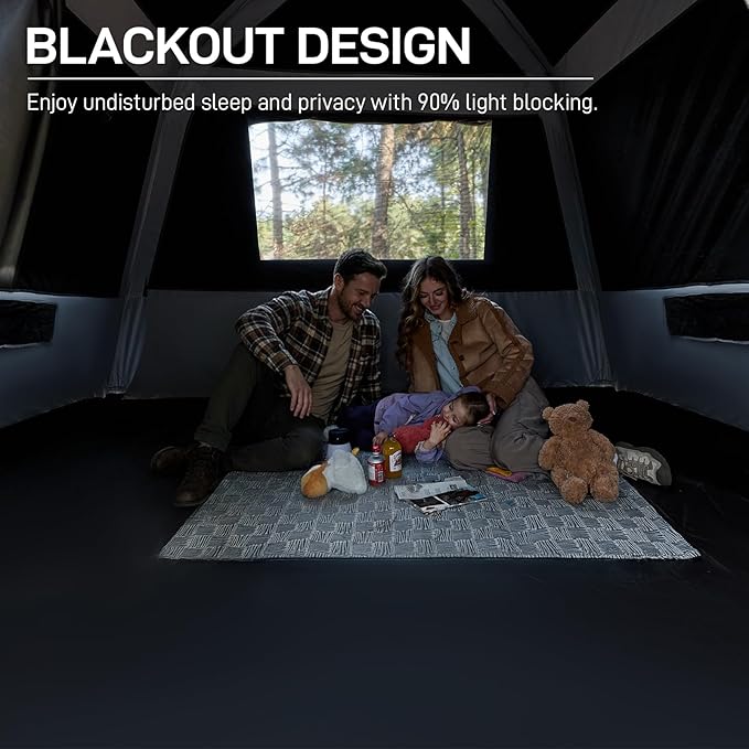 EVER ADVANCED Blackout Design 6 Person Camping Tent, Instant Cabin Tent for Family with Vestibule and Large Mesh Windows, 60s Easy Setup, Double Layer, Water-Resistant