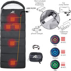 Heated Sleeping Bag - 5pcs Multi USB Power Support Heating Pads, Operated with Battery Power Bank or Other USB Supplies, Portable Compact Envelope Style Bag