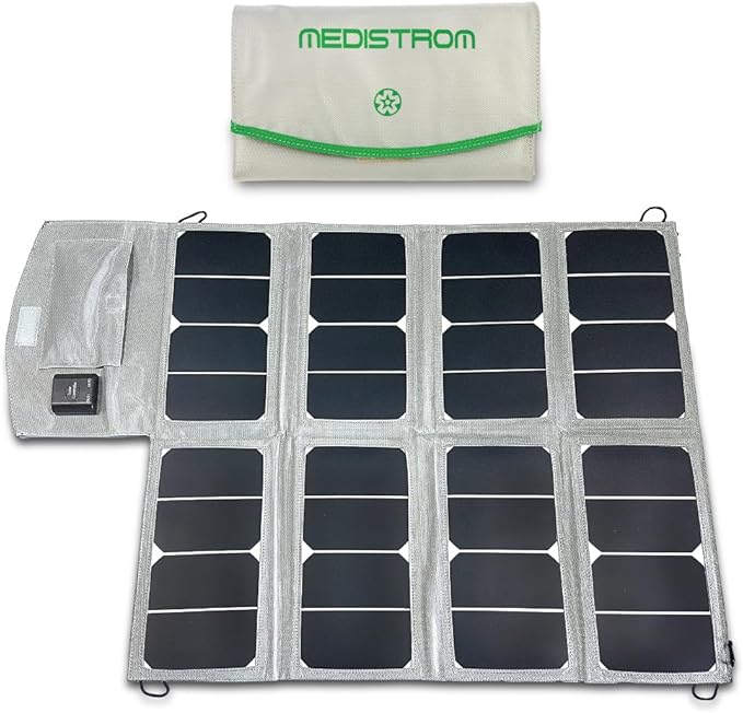 50W Foldable Solar Panel for Medistrom Pilot Flex and Pilot Lite CPAP Battery – Solar Charger, Compact Travel Solar Panel for Camping and Backup Power