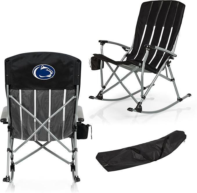 Picnic TIME NCAA Unisex-Adult NCAA Outdoor Rocking Camp Chair, XL Heavy Duty Camping Chair for Adults