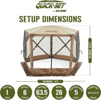 CLAM Pop Up Screen Tent, Outdoor Camping Gazebo Canopy, Venture, 9' x 9', Brown