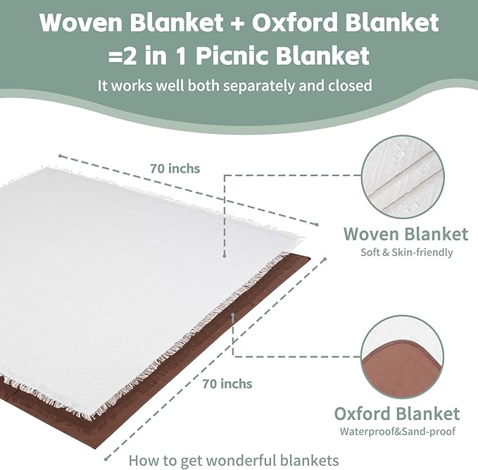 2 in 1 Extra Large Boho Beach Blanket Towel Giant Woven Outdoor Picnic Mat Camping Gear Cruise Essential 2025 Summer Vacation Must Have Airplane Travel Accessories Costa Rica Bahamas Hawaii Trip Stuff