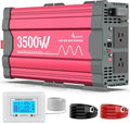 3500 Watt Pure Sine Wave Power Inverter 12V DC to 110V 120V Converter for Home, RV and Off-Grid Solar Systems with Type-C Port, 2 AC Outlets, Dual USB Ports, Remote Control with LCD Screen