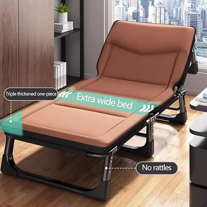 Folding Camping Cot for Adults Heavy Duty Outdoor Bed with Carry Bag Layer Travel Camp Cots Portable Cot Extra Wide,Foldable Bed with Mattress 4 Speed Adjustable Backrest with 3D Memory Head
