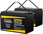 12V 100Ah LiFePO4 Battery - Small RV Battery with 100A BMS, 15000+ Deep Cycles, Solar Energy Storage, Lithium Phosphate Batteries for Home Motor, Travel Trailer, Camping, Off-Grid Power（2PC