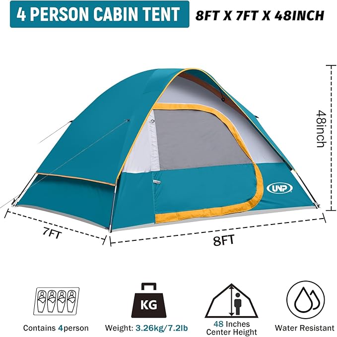Camping Tent 2-4 Person, Waterproof Windproof Tent with Rainfly Easy Set up-Portable Dome Tents for Camping…