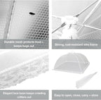Simply Genius Pop-Up Mesh Food Covers for Outdoors - 6 Pack Extra Large 39" x 24", White, Collapsible & Reusable - Buffet Food Covers & Bug-Net Tent for Picnic, Party & Camping
