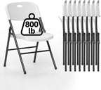 8 Pack Folding Chair, 800 Weight Limit Heavy Duty Plastic Folding Chair Portable Seating for Indoor Outdoor Events, Wedding, Party, Restaurant, Meeting Room White