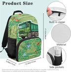 Cargo Truck Backpack with Lunch Box Boys 17 Inch Elementary School Backpack for Boys 4 in 1 Set Kids Book Bag for School Travel Shoulder Bag Daypack