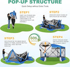 COBIZI 12x12 FT Pop Up Canopy Stargazing Tent, Gazebos On Clearance with Removable Roof, Screened in Gazebo, Screen Tents Portable carpas para Patio for Outdoor Camping,Backyard, Garden, Blue(Pro)