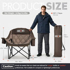 Overmont Oversized Camping Chair for Adults - 400lbs Support Heavy Duty Padded Folding Chair with Cooling Bag Cup Holder Side Pocket Carry Bag - Comfortable Portable for Outdoor Garden Sports Beach