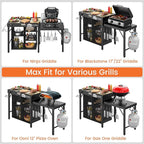 Leteuke Grill Table for Blackstone Griddle, Portable Foldable Grill Table with Storage Fits Ninja, Blackstone Griddle Stand for Outdoor Camping, Picnic, Garden, Patio, Dining, BBQ, Party