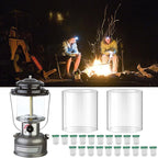 20-Pack String Tie Lantern Mantles with 2 Pcs Lantern Globe Replacement Glass, Glass Globe Compatible with Coleman Fueled Lanterns, Replacement Suitable for Outdoor Camping Lantern