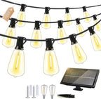 Outdoor Solar String Lights Waterproof: ST38 100ft Shatterproof Patio Lights - Solar Powered & USB Dual Charging - 3 Modes Button Control - Garden Backyard Gazebo Porch Party Decor