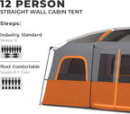 CORE Tent for Family Camping | 10 Person / 11 Person / 12 Person Large Multi Room Cabin Tents for Car Camping & Outdoor Adventures