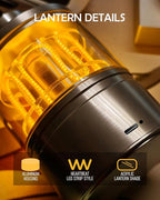 Aluminum Camping Lantern, Rechargeable Ambient Lantern with Paracord Handle & Smooth Dimming, Portable Warm Light for Indoor/Outdoor, Bedroom, Hiking and Emergency, 4'' x 2.4''