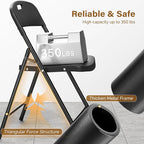 Bonnlo 2-Pack Black Plastic Folding Chairs, Portable Seat with Sturdy Steel Frame for Indoor & Outdoor Use, Perfect for Banquet, Party, Wedding, Office, and Camping