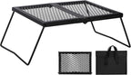 REDCAMP Folding Campfire Grill Heavy Duty Steel Grate, Portable Camp Fire Cooking Rack Over Fire Pit with Carrying Bag for Outdoor BBQ Camping