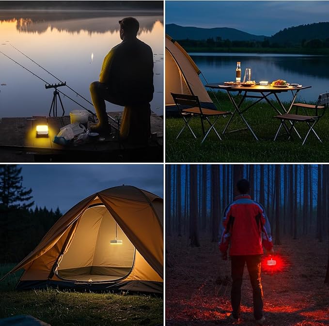 Solar Camping Lantern Rechargeable, 5000mAh Camping Lights 3000LM Camping Lights up to 144 Hours 5 Light Modes, IPX5 Waterproof Lanterns for Power Outages Portable Power Supply