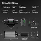 VIVOSUN Smart Air Filtration T4 Kit 4", AeroZesh T4 Inline Duct Fan with E12 Speed Controller, Carbon Filter & 8' Ducting, Cooling & Ventilation System for Grow Tents, Indoor Gardening, Hydroponics