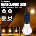 Solar Tent Camping Light Bulb Rechargeable Portable LED Camping Lantern3 Lighting Modes Tungsten Light Tent Lamp with Clip Hook for Camping, Hiking, Backpacking, Emergency Outage (T03)