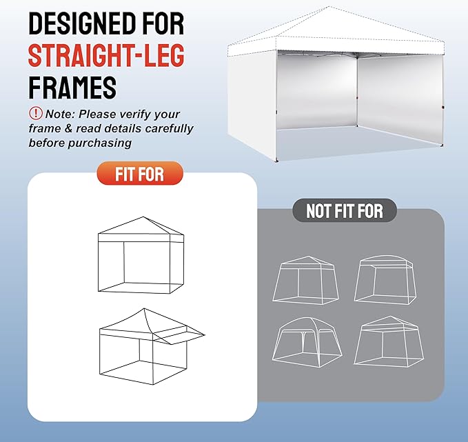 CROWN SHADES 12x12 Canopy Sidewalls (4pck) - Side Walls 12x12, Sidewalls for Canopy - Canopy Cover, Tent Accessories, White