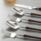 90pcs wooden silverware set, food-grade stainless steel flatware service for 18, tableware set include fork kinfe spoon with wooden handle, eating utensils cutlery set for home