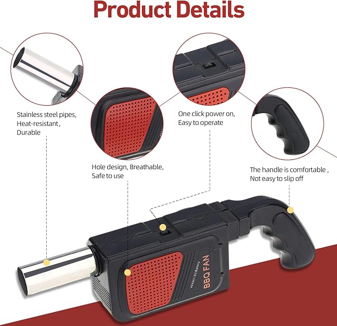 Electric Fire Blower Fan – Portable Handheld BBQ Grill & Fireplace Air Blower for Outdoor Camping, Picnic, and Barbecue Cooking