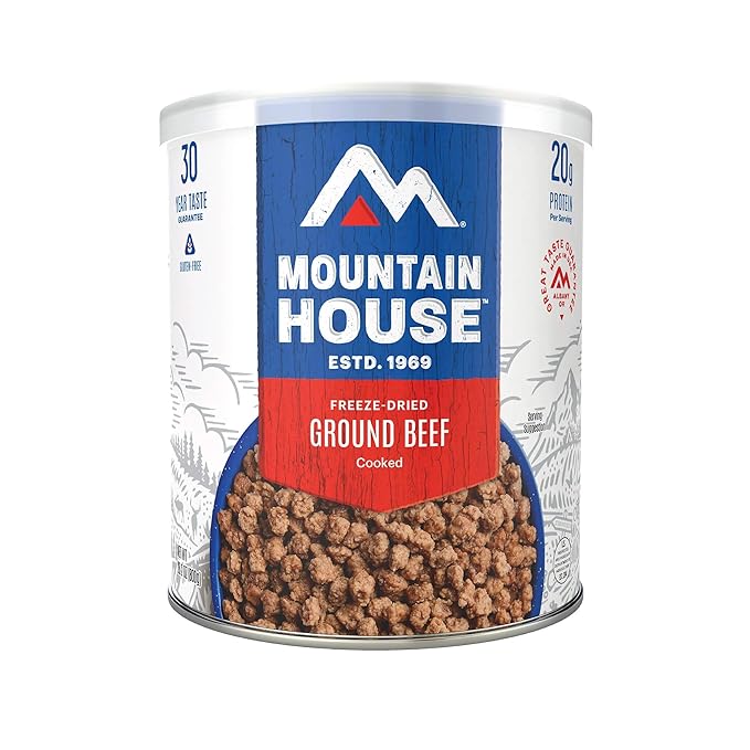 Mountain House Freeze-Dried Protein Pack Sampler #10 Can – 102 Total Servings (Pack of 6) – Includes Diced Chicken, Diced Beef & Ground Beef – Fully Cooked, Ready-to-Eat High-Protein Emergency Survival Canned Food – Shelf-Stable Long-Term Food Storage ...