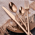Rose Gold Stainless Steel Flatware Set, 48 Pieces for 12, Elegant Cutlery Set, 304 Stainless Steel Forks & Spoons, Durable Tableware for Home & Hotel Use