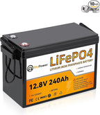 12V 240Ah Lithium Battery LiFePO4 Deep Cycle Battery,100A BMS,4000+ Cycles,Perfect for RV, Home Storage,Marine,Solar Power System and Outdoor Camping.