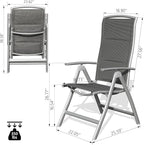 Domi Patio 2-Pack Folding Lounge Chairs - Adjustable Reclining Outdoor Chairs with Aluminum Frame & Padded Seat for Patio, Pool, Beach, Camping