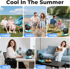 30000mAh Portable Camping Fan with RGB Lantern, Rechargeable Battery Powered Oscillating 4 Wind Speeds LED Display, Remote Control Timer Tent Beach Cordless USB Fans for Travel Home Outdoor, Blue