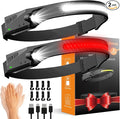 Headlamps Rechargeable with Red Light 2 Pack, Wide Beam Running LED Head Lamp for Adults, Headlights for Head with Motion Sensor, Hard Hat Light for Running, Camping, Hiking, Hunting, Fishing