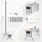 Upgraded Wood Stove, Hot Tent Stove Camping Portable Stainless Steel Wood Burning Stove with 7 Chimney Pipes for Wall Tent Camping, Hunting, Heating, Cooking, Ice Fishing, Boiling Water - Large