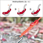 TRIWONDER Camping Tent Stakes Pegs Metal Stake for Ground with Reflective Guylines Guy Rope Adjusters Tensioner Hiking Backpacking (Orange - 4 Pack)