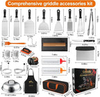 42PCS Griddle Accessories Kit for Blackstone and Camp Chef, Professional Flat Top Grill Tools Set with Enlarged Spatulas, Basting Cover, Scraper, Carry Bag, Complete Outdoor BBQ Grilling Set
