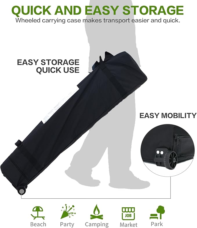 12'x12' Pop Up Canopy Tent with 1 Sidewall and 6 Pockets, One Push Setup, Case, 8 Stakes, 4 Ropes, 4 Sandbags (Purple, 12x12)