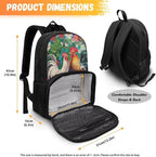 17 Inch Travel Laptop School Backpack for Women Men, Business Work Computer Backpacks Purse Hiking Dayback College Bag with Multi Pockets Large Kids Bookbag, Chicken Rooster Garden