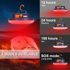 2pcs 10000mAh Rechargeable 3000LM Tent Light Camping Light, 6500K 24Hours Long Play Time , Outdoor Night Market Light Night Fishing Light Emergency Lights for Hurricane Tsunami disasters (Red)