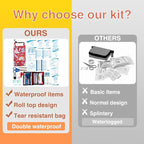 Boat First Aid Kit Waterproof, WELL-STRONG Marine Emergency Kit with Roll Top Dry Bag for Boating Fishing Kayaking – Water-Resistant Contents for Camping & Beach（Red Sea）
