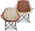 Northroad 2 Pack Oversized Camping Chair,Outdoor Padded Folding Lawn Chair w/Cup Holder,Carry Bag for Beach, Hiking, and Picnics,Heavy-Duty 300-lbs Capacity, Moca&Cream