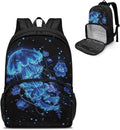 17in Laptop Backpack with Insulated Cooler Lunch Compartment, Extra Large Travel Business Work Computer Backpacks Purse College Bag, Casual Hiking Meal Backpack, Blue Jellyfish Flower