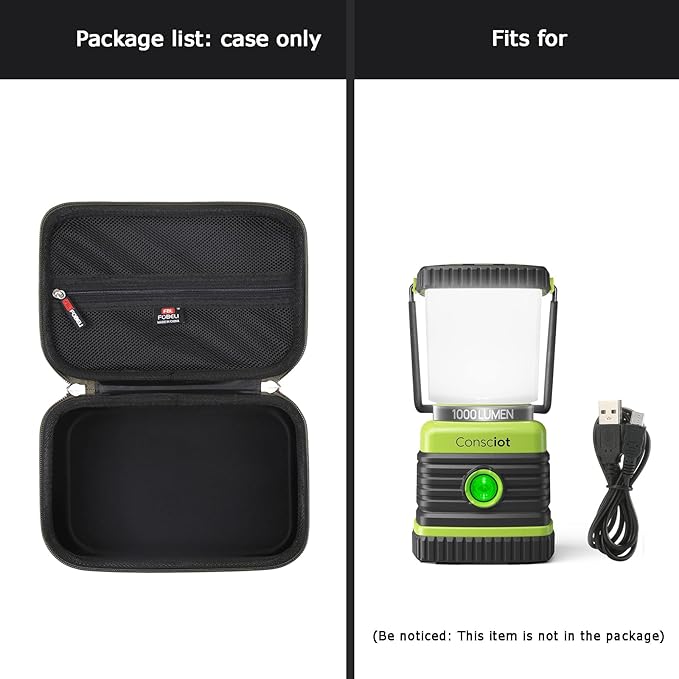 FBLFOBELI Hard Case Compatible with Consciot/for Lepro/for AYL/for Lighting EVER LED Camping Lantern Rechargeable, Tent Flashlight Storage Container (Case Only)