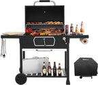 Royal Gourmet CD2030AC Deluxe 30-Inch Charcoal Grill with Cover, Large BBQ Grill with Collapsible Side Tables for Outdoor Picnic Camping Patio Backyard Cooking, Black