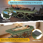 Slendor XXL Folding Camping Cot for Adults with Mattress Pillow Carry Bag, 32 inch Extra Wide Portable Sleeping Cot, 900LBS Support Outdoor Cot Bed for Office Nap Beach Travel RV